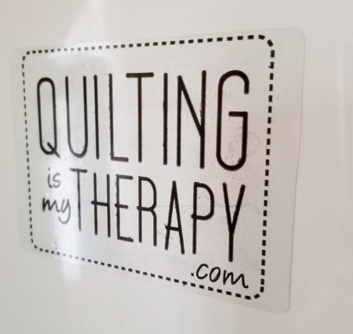 Quilting Is My Therapy Static Cling Sticker