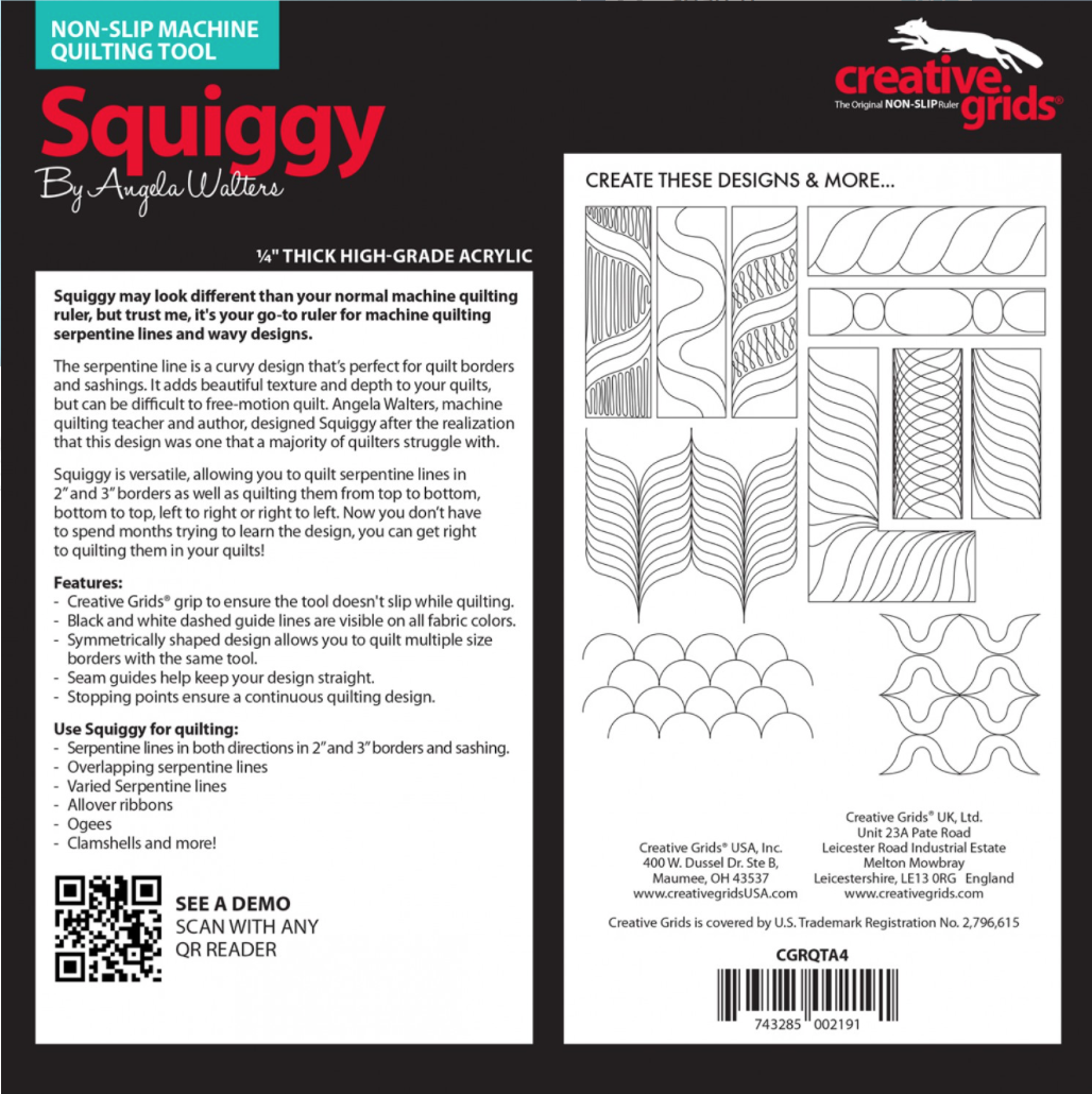  Creative Grids Machine Quilting Tool - Squiggy - CGRQTA4