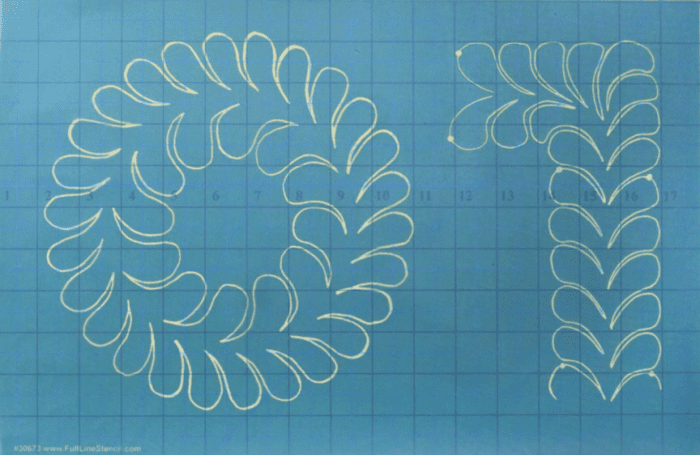 Machine Quilting Stencil Feather Wreath and Border