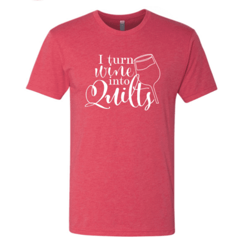 wine drinking quilters t-shirt