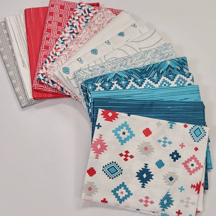 red and teal fat quarter bundle