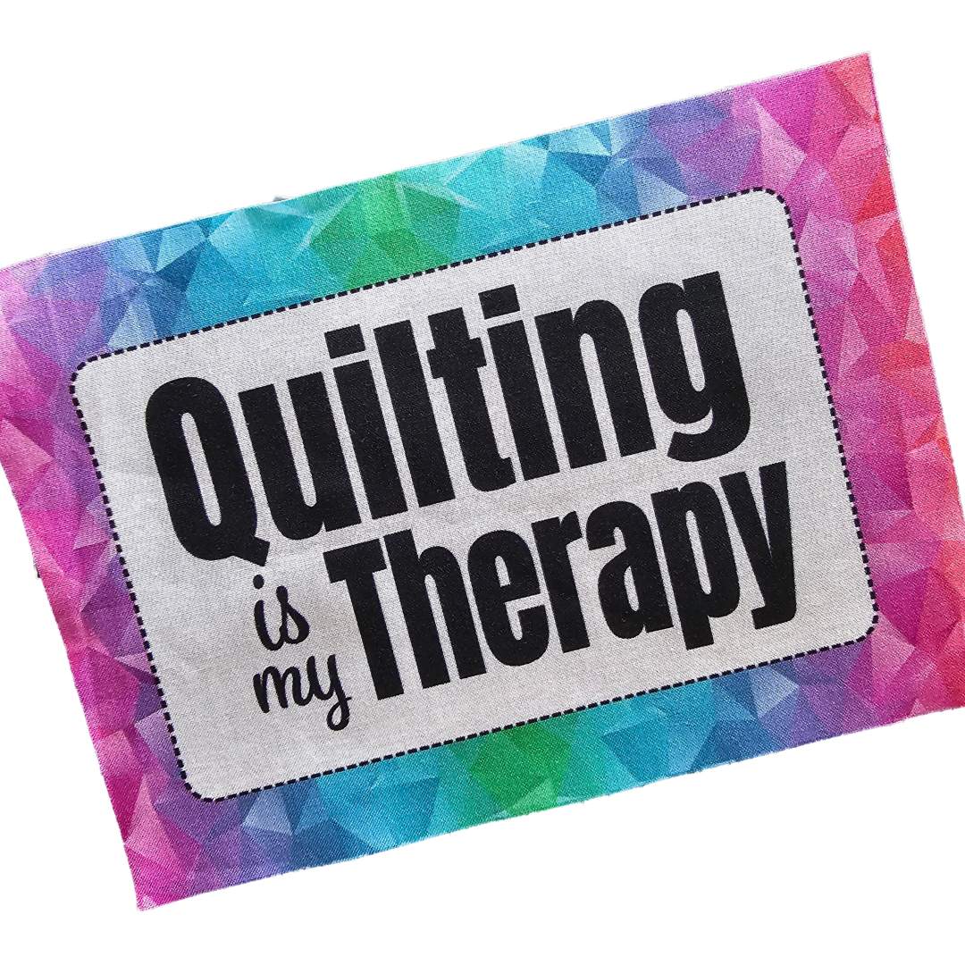 quilting is my therapy fabric label