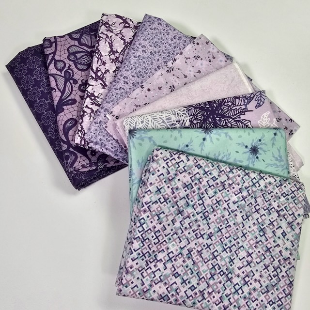 purple floral fat quarter fabric bundle