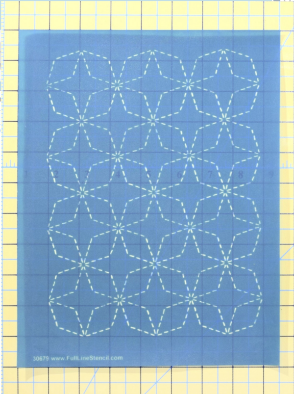 full line angled sashiko stencil