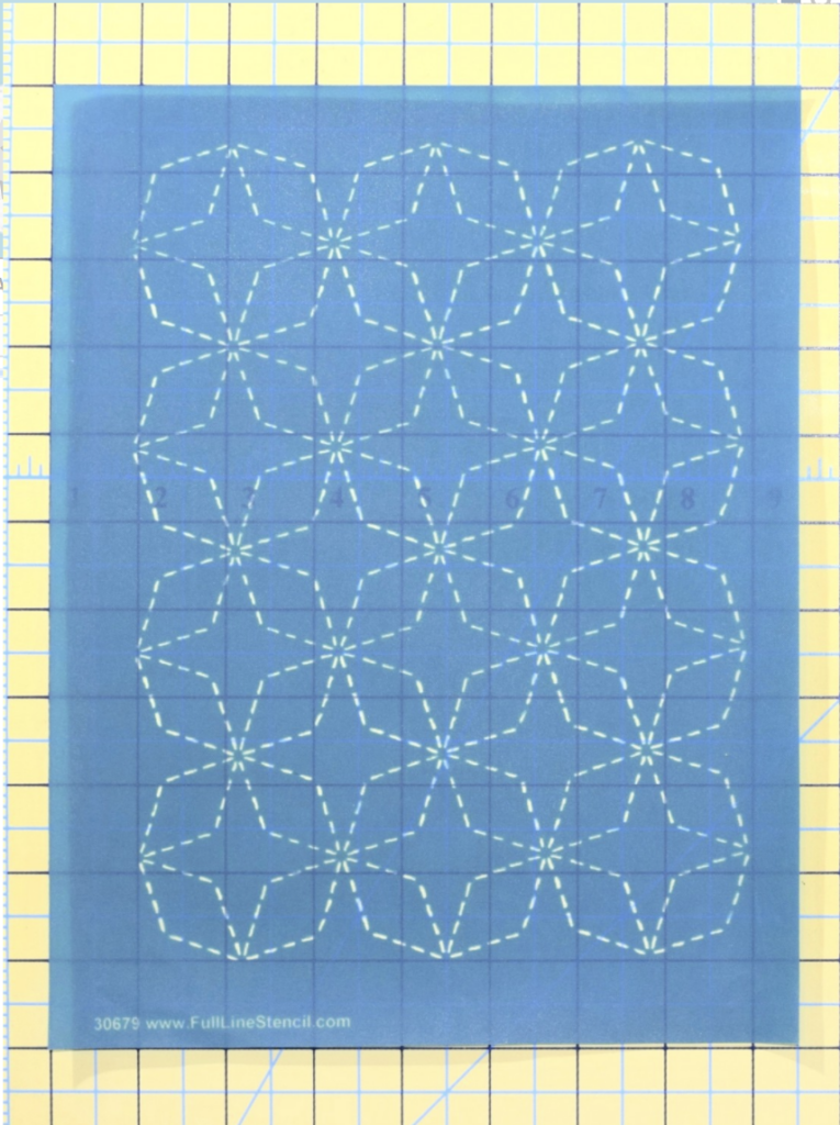 full line angled sashiko stencil