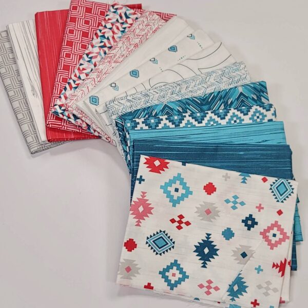 red and teal fat quarter bundle