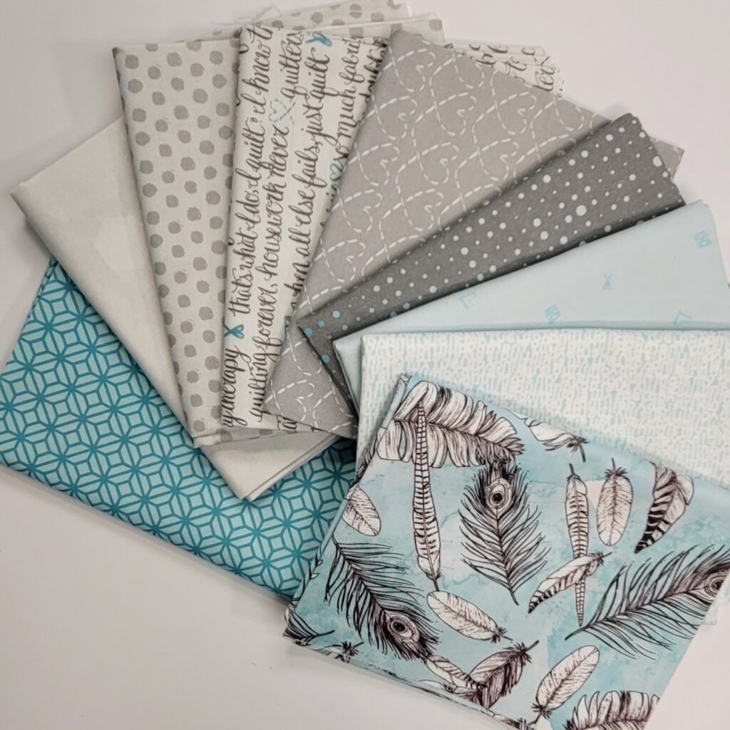 gray and blue fat quarter bundle