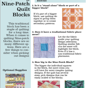 Help How Do I Quilt It? Resource PDF for Quilting Nine-Patch Blocks