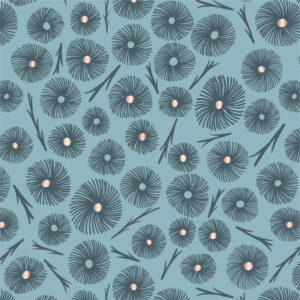 teal blue dandelion quilting fabric