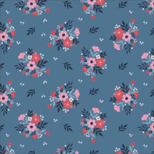 patriotic blue floral quilting fabric