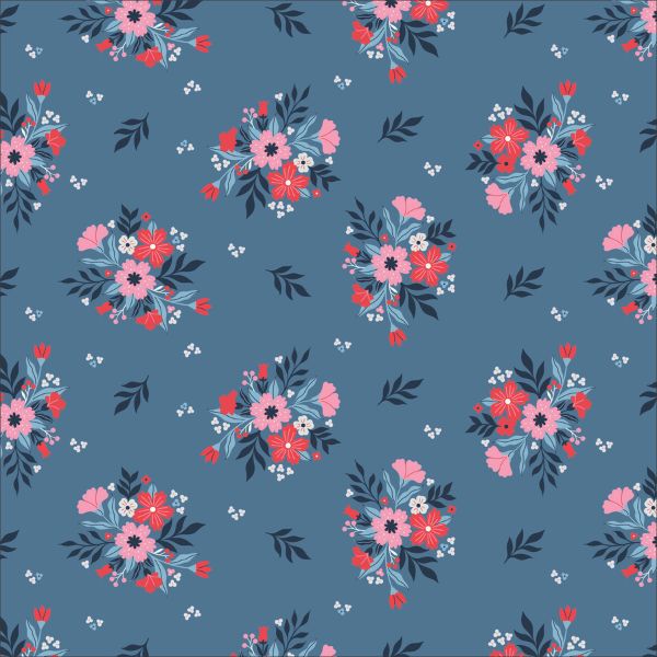 patriotic blue floral quilting fabric