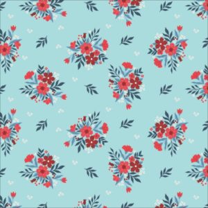 patriotic teal floral quilting fabric