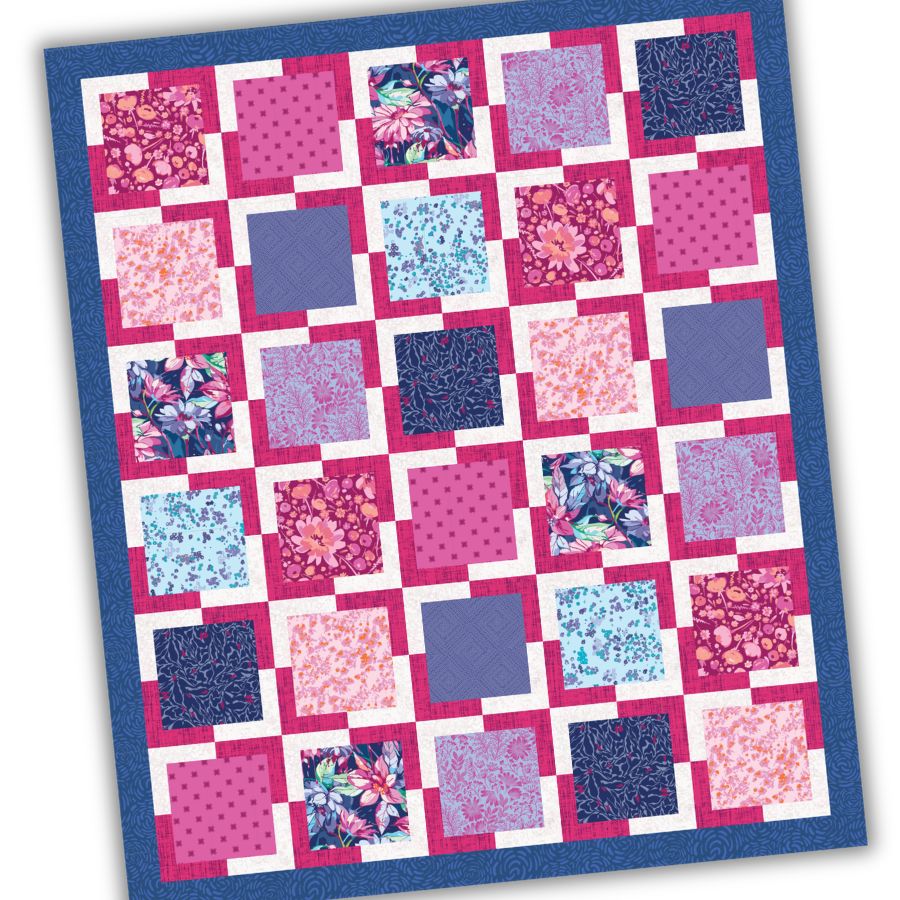 scrappy pink and purple quilt kit