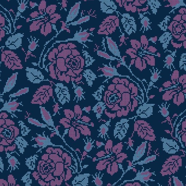 Embroidered Blue Yardage